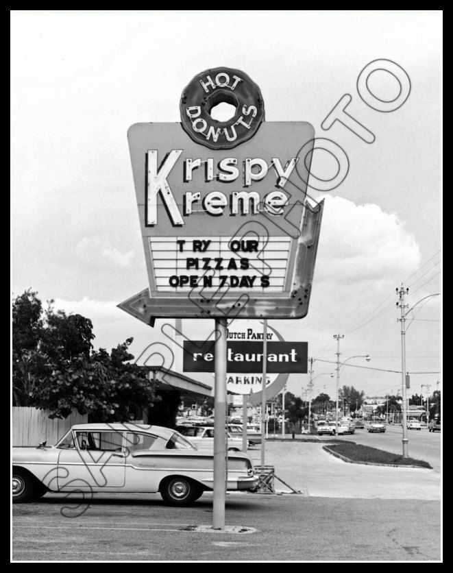 1960's Krispy Kreme Photo Large 11X14 - Donut Doughnut Street Sign
