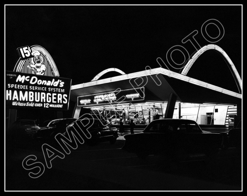 McDonald/'s Restaurant Large Photo 11X14 1950/'s Des Plaines Illinois Speedee Kroc