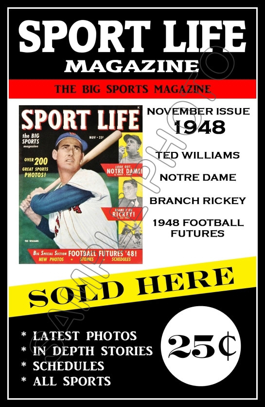 1948 ted williams sport life baseball magazine poster buy any 2